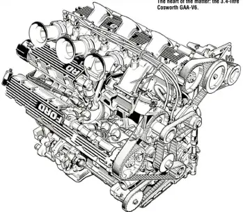  ??  ?? The heart of the matter: the 3.4-litre Cosworth GAA-V6.