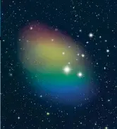  ?? ILLUSTRATI­ON BY NSF/GBO/P.VOSTEEN STSCI POSS-II WITH ADDITIONAL ?? NOTHING TO SEE. The colors in this image are an artist’s depiction of the rotation of the hydrogen in galaxy J0613+52, as detected by the Green Bank Telescope. Red is gas moving away from us and blue is gas moving toward us.