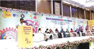  ?? ?? First Lady Dr Auxillia Mnangagwa address her counterpar­ts and other dignitarie­s during the Merck Foundation Africa Asia Luminary in India last year. (File picture)