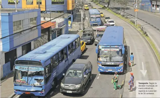  ?? RENÉ FRAGA / EXPRESO ?? Transporte. Según la decisión municipal, en marzo entrará en vigencia la nueva tarifa de 35 centavos.