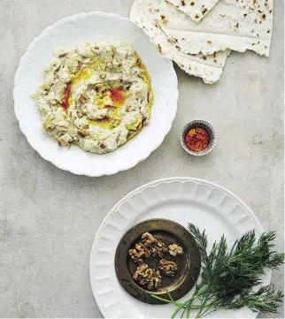  ?? PHOTOS: KRISTIN PERERS ?? Scoop up this Eggplant and Yogurt Spread with barbari (Iranian flatbread) or lavash.