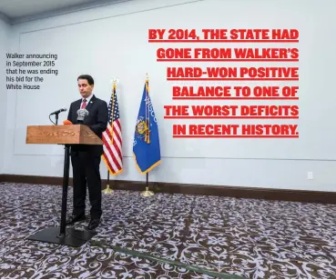  ??  ?? Walker announcing in September 2015 that he was ending his bid for the White House