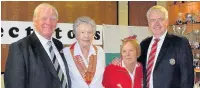  ??  ?? Geoff Caldwell (BMBC secretary), Beryl Jenkins (WWBA president), Gill Hughes (WWBA secretary) and First Minister Carwyn Jones at Bridgend Municipal Bowling Club