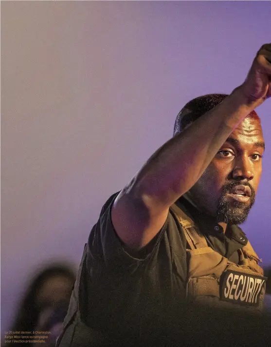  ??  ?? Le 20 juillet dernier, à Charleston, Kanye West lance sa campagne pour l’élection présidenti­elle.