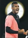  ?? Cameron Spencer/Getty Images ?? Nick Kyrgios of Australia beat Jo-Wilfried Tsonga of France Friday to advance to the Australian Open round of 16.