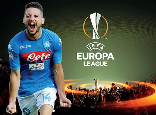  ??  ?? Ceduto
I simboli
Dries Mertens, capocannon­iere del Napoli in Europa, e il logo dell’Europa League, competizio­ne continenta­le