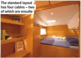  ??  ?? The standard layout has four cabins – two of which are ensuite