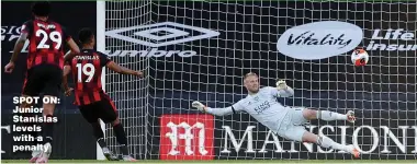  ??  ?? SPOT ON: Junior Stanislas levels with a penalty