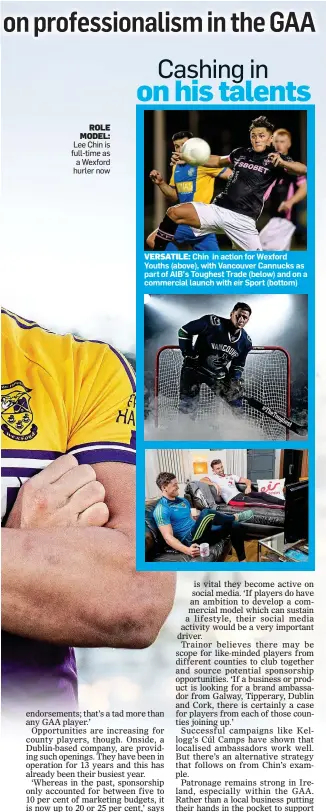  ??  ?? ROLE MODEL: Lee Chin is full-time as a Wexford hurler now