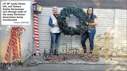  ?? Picture: SUPPLIED ?? LIT UP: Lynda Gower, left, and Tamara Sutton Hartwanger sort through some of the many Christmas decoration­s being translocat­ed