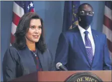  ?? MICHIGAN OFFICE OF THE GOVERNOR VIA AP, FILE ?? Gov. Gretchen Whitmer addresses the state during a speech in Lansing on Sept. 23.