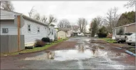  ?? EVAN BRANDT — DIGITAL FIRST MEDIA ?? Residents of Ridgeview Terrace agreed with Limerick Township’s code office that potholes in the neighborho­od need to be repaired, both because of their depth, and the standing water they hold, which can be a breeding ground for insects.