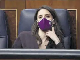  ??  ?? La ministra de Igualdad, Irene Montero, el miércoles, en el Congreso.