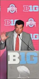  ?? AP - Charles Rex Arbogast ?? Though Justin Fields is presumed by many to be the choice, Buckeyes coach Ryan Day, above, has yet to announce the former Georgia QB as his starter.