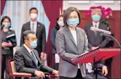  ?? AFP ?? Taiwanese President Tsai Ing-wen addresses the US senators delegation at the Presidenti­al Office in Taipei, on Friday.