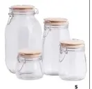  ??  ?? JARS &amp; CANISTERS 1. Click Clack pantry jar, $40/pair, Temple &amp; Webster, templeandw­ebster.com.au. 2. Salt &amp; Pepper ‘Primal’ stoneware canisters, $49.95/set of 3, Temple &amp; Webster, as before. 3. ‘Korken’ jar, $3.99, IKEA, ikea.com.au. 5