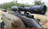  ??  ?? Die Hawke Endurance 30WA SF-teleskoop, gemonteer op my Howa 1500 .308 Winchester. ’n Baie goeie sakpak-kombinasie.