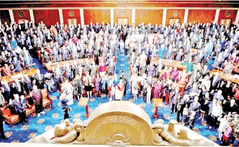  ??  ?? Members are sworn in in the House of Representa­tives during the opening session of the 116th Congress on Capitol Hill in Washington, DC. — AFP photo