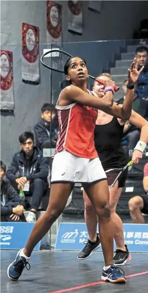  ?? ?? Big threat: s. sivasanagr­i could find herself face-to-face with world no. 1 egyptian nour elsherbini in the quarter-finals. — hong Kong squash