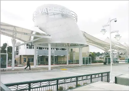  ?? MIKE JORY — STAFF ARCHIVES ?? A lone pedestrian makes his way through the Vallejo Transit Center in downtown Vallejo. The Vallejo-Fairfield market in Solano County is the No. 1 “hottest” in the nation, according to the June index from realtor.com