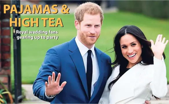  ??  ?? In this November 27, 2017 file photo, Britain’s Prince Harry (left) and Meghan Markle pose for the media at Kensington Palace in London.