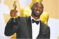  ?? ASSOCIATED PRESS FILE PHOTO ?? Kobe Bryant, winner of the award for best animated short for Dear Basketball ,at the 2018 Oscars in Los Angeles.