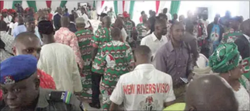  ??  ?? A cross section of delegates during the PDP national convention in Port Harcourt last year...the convention has continued to be a subject of litigation