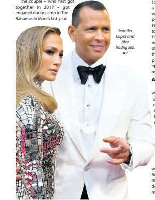  ?? AP ?? Jennifer Lopez and Alex Rodriguez.