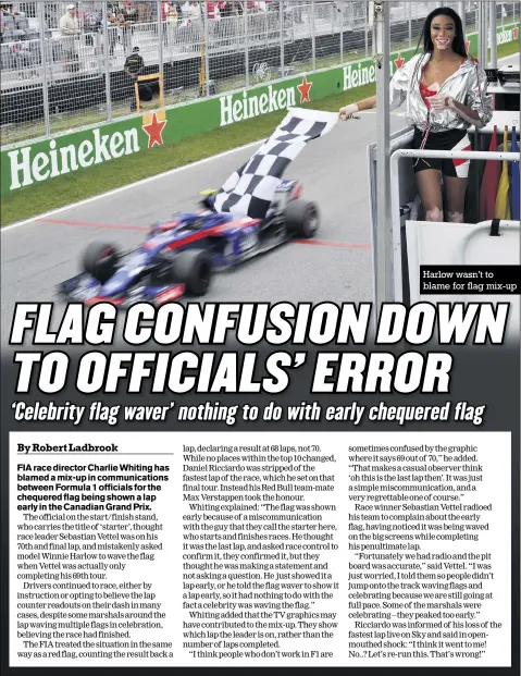  ??  ?? Harlow wasn’t to blame for flag mix-up