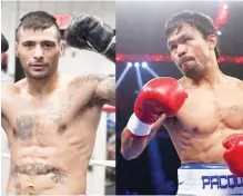  ??  ?? Manny Pacquiao(right) will fight WBA title holder Lucas Matthysse this Sunday.