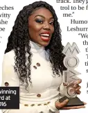  ??  ?? Lady Leshurr after winning best female act award at the Mobo Awards 2016