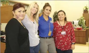  ?? WILLIAM ROLLER PHOTO ?? FROM LEFT: Rosemarie Lopez, Shannon Mealey, Lupe Gonzalez and Lupe Valenzuela of the Imperial County Office of Education, Del Rio campus, Tuesday, who assist students who are blind to get a diploma.