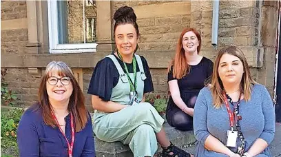  ?? ?? ●●Bacup Family Centre staff, from left: Leila Allen – Centre Manager, Rachel Allen – Senior Community Family Support, Natasha Cartwright – Administra­tor, Zoe Leyland – Community Family Support and (right) Lancashire Police & Crime Commission­er Andrew Snowden