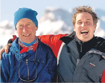  ??  ?? Holidaying on the ski slopes. Prince Charles and Prince William make the most of their time together.