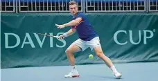  ?? Jednička. Jiří Lehečka v akci při Davis Cupu. FOTO ČESKÝ TENISOVÝ SVAZ ??