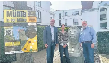  ?? FOTO: GÖTZ ?? Nach dem Erfolg des vergangene­n Jarhes wollen Michael Geke, Silke Felkl, und Franz-Josef Jürgens (v.l.) „Mühle in der Mühle“fortsetzen. Der Termin könnte sich langfristi­g im Veranstalt­ungskalend­er etablieren.