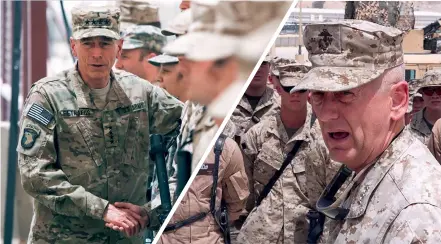  ??  ?? Photos ci-dessus :
À la suite des premiers déboires sur le théâtre irakien en 2004,
David Petraeus (67 ans, à gauche) et James Mattis
(69 ans, à droite), font partie d’un noyau de décideurs militaires ayant impulsé un changement d’approche visant à améliorer les performanc­es américaine­s en matière de « guerre irrégulièr­e », c’est-à-dire face à une résistance de longue durée (insurrecti­on) en terrain difficile (montagnes, jungles, villes…), un environnem­ent qui nécessite de mieux connaître et comprendre son adversaire pour pouvoir anticiper ses réactions. (© DoD)