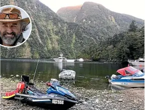  ?? ?? Doubtful Sound was a South Island highlight for Lindsay Warner, inset, as he continues to circumnavi­gate New Zealand on a jet ski.