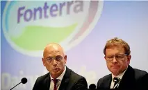  ?? PHOTO: HANNAH PETERS ?? Theo Spierings and Fonterra’s Chairman John Wilson.