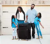  ?? MICHAEL STRAVATO/THE NEW YORK TIMES ?? Montoya Hudson and her husband, Phillip, with their two children, Layla, left, and Leilah, outside their home in Katy, Texas. “I miss people,” she said.