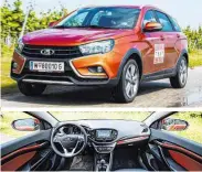  ??  ?? Weit weg vom tradierten Lada-Design: Vesta Cross mit gut ausgestatt­etem Cockpit