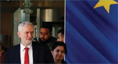  ?? FOTO: NTB SCANPIX ?? Labour-leder Jeremy Corbyn er i hardt vaer. Her er han fotografer­t under et møte i Eu-hovedkvart­eret i Brussel.