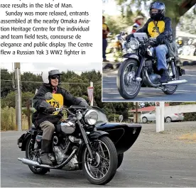  ??  ?? INSET ABOVE Colin Grant gets under way on his 1960 NSU Supermax.
ABOVE Tony Craythorne enjoying himself on his 1955 Panther 100.
LEFT The victorious Southland National Rally Motorcycle team. Ray McCulloch, Tony Warren and Ross McCulloch. Casey Lyons, Stuart Francis and Mark Hodgkinson.