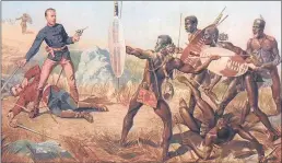 ??  ?? This painting by Charles Fripp shows the last hours for Melvill and Coghill in a battle between colonial forces and the Zulus on the banks of the Buffalo River.