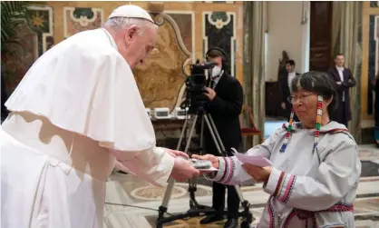  ?? Photograph: Vatican Media/Reuters ?? Pope Francis told Indigenous leaders he would like to visit Canada in July and extend his apology to First Nations communitie­s.