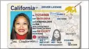  ?? California Department of Motor Vehicles ?? STARTING Oct. 1, 2020, driver’s licenses will need to be Real ID-complaint to be used for domestic f lights.