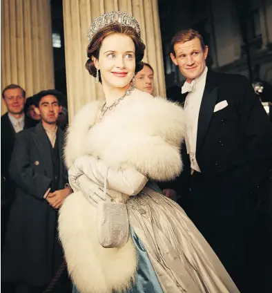  ?? ROBERT VIGLASKY / NETFLIX VIA THE ASSOCIATED PRESS ?? The Netflix series The Crown stars Claire Foy as a young Queen Elizabeth and Matt Smith as Prince Philip. The popularity of the series shows our fascinatio­n with royalty, although changed from earlier times, is as strong as ever.