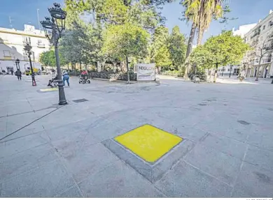  ?? JULIO GONZÁLEZ ?? Alcorques tapados con cemento en los que estaban los olmos talados y arrancados.