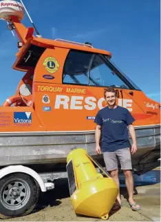  ??  ?? Surf Sense founder Nathan Adler with his hi-tech buoy.