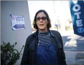  ?? DAI SUGANO — STAFF PHOTOGRAPH­ER ?? “I’m afraid, nervous — nervous that we can blow it as Democrats and reelect (President) Trump,” Diane Levinson, of San Jose, said Tuesday at a voting center in San Jose.